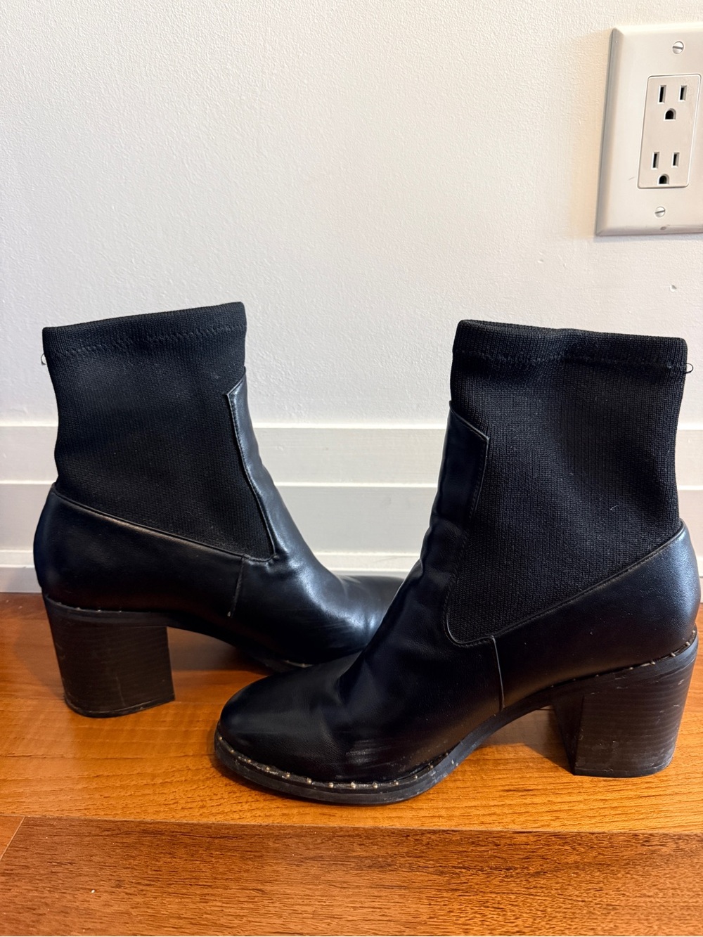 ASOS Black Leather-Look Sock Ankle Boots